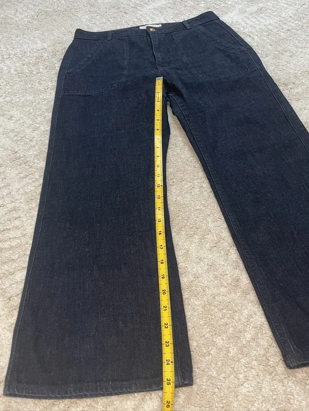 Tory Burch 100% Cotton Dark Indigo Wide-Leg Jeans Size 30